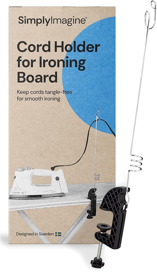 Flexible Iron Cord Holder - Metal, Tabletop Mount - Tangle-Free Pressing & Ironing Board Cord Holder - Universal Fit & Steam Compatibility