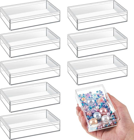 Blulu 8 Pcs Clear Acrylic Box with Lid Plastic Jewelry Mini Storage Box Mini Cube Containers for Candy and Tiny Jewelry Easter Party Favor(4.3 x 2.7 x 1 Inch,Classic Style)