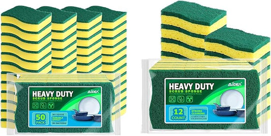AIDEA Heavy Duty Scrub Sponge, Cleaning Sponge, Kitchen Dish Sponge, Effortless Cleaning Eco Scrub Pads for Dishes,Pots,Pans All at Once