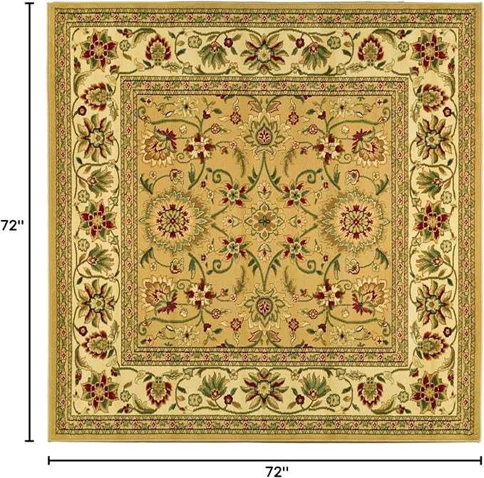 SAFAVIEH Lyndhurst Collection Area Rug - 6' Square, Beige & Ivory, Traditional Oriental Design, Non-Shedding & Easy Care, Ideal for High Traffic Areas in Living Room, Bedroom (LNH212D)