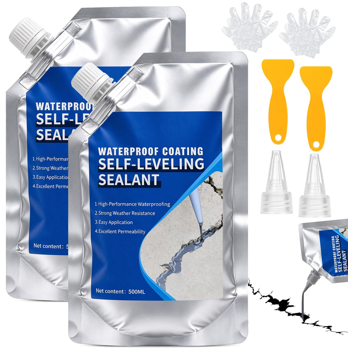 Concrete Crack Filler, Self Leveling Waterproof Cement Sealant - Image 1