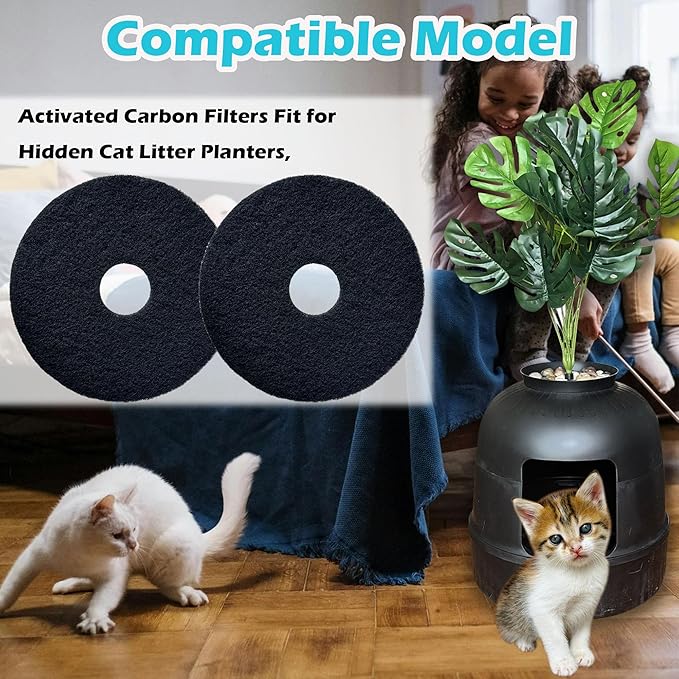 Cat Litter Box Replacement Filters for Hidden Litter Box Cat, Activated Charcoal Filters Replacement to Absorb Odors and Litter Box Deodorizer for Hidden Enclosure Litter (12 Pack)