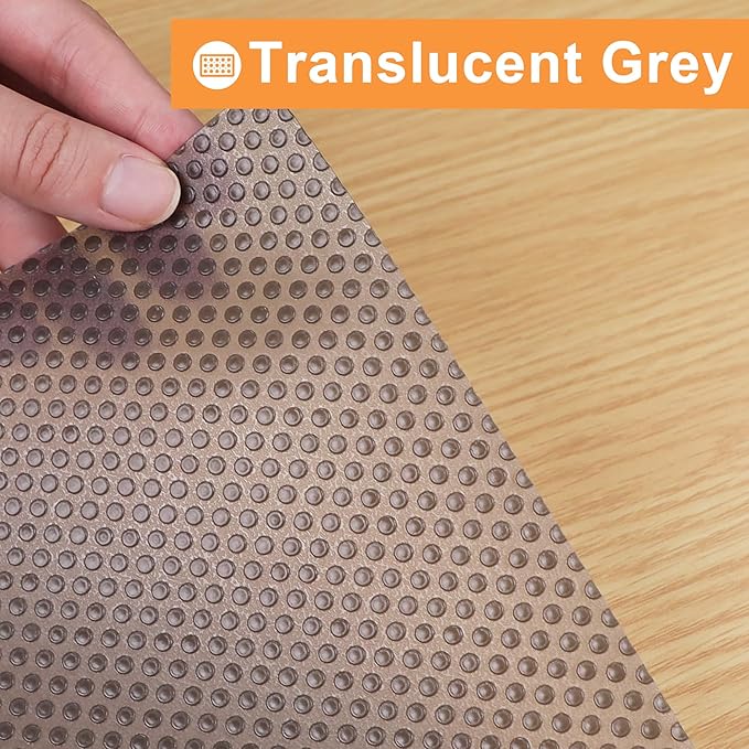FLPMIX Kitchen Cabinet Drawer Liner: Clear Non-Adhesive Pantry Shelf Liner - Waterproof Easy to Cut Refrigerator Mat - Translucent Grey Bathroom Cupboard Liners for Shelves 15" x 240"