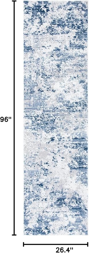 SAFAVIEH Amelia Collection Runner Rug - 2'2" x 8', Navy & Grey, Modern Abstract Design, Non-Shedding & Easy Care, Ideal for High Traffic Areas in Living Room, Bedroom (ALA705N)