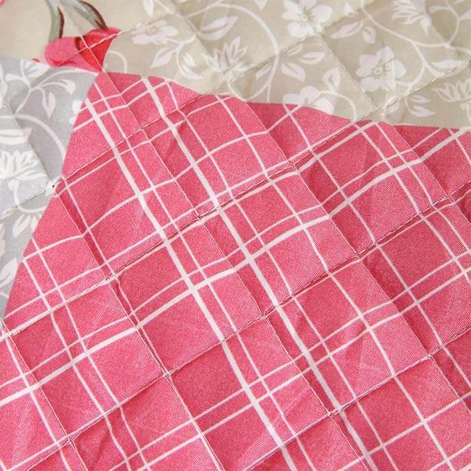 Cmfshape Skidproof Sofa Cover-Patchwork Sofa Slipcover with Elastic Straps-Easy Fit Slip Cover-Rose Washable Furniture Protector for Pets and Kids(Recliner,Pink&Grey)