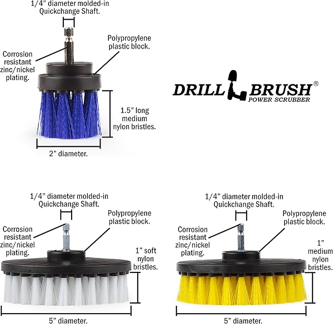Spin Brush for Cleaning Bathroom - Cleaning Scrub Brush - Nylon Brushes for Cleaning - Soft Cleaning Brush - Thin Cleaning Brush for Tight Spaces - Boat Cleaning Brush - Tile Scrub Brush - Grout Tool