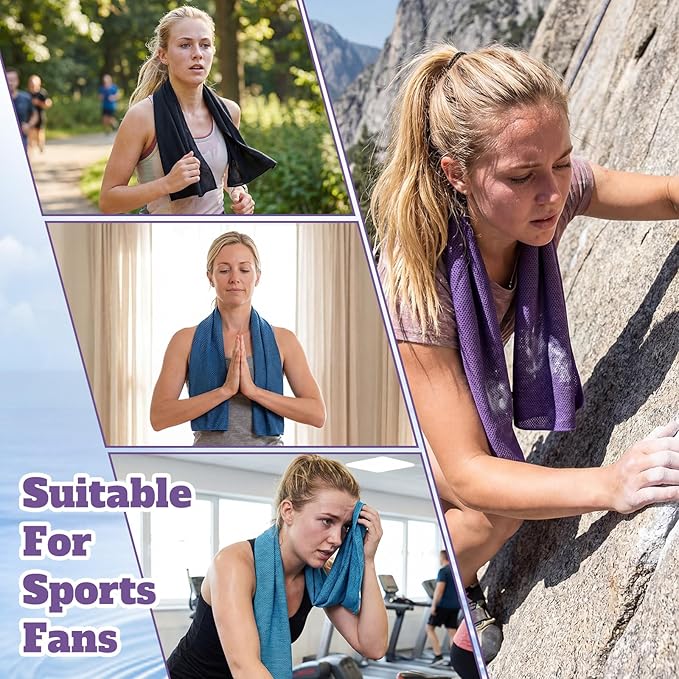 Honoson Cooling Towel Bulk - Neck & Face Cool Chilly Towels Microfiber Breathable Sport Sweat Rag for Gym, Yoga, Travel, Camping, Running, Outdoor