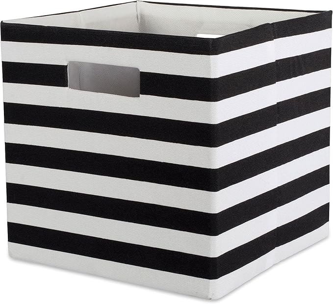 DII Polyester Cube Storage Collection Hard Sided Collapsible, 11x11x11", Black