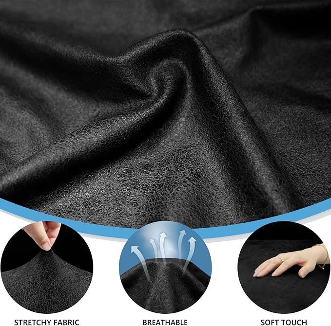 Single Sofa Cover Leather Look Chair Covers for Living Room 1-Piece Sofa Chair Covers with Arms Stretch Furniture Protector with Elastic Bottom & Pockets(Armchair, Black)