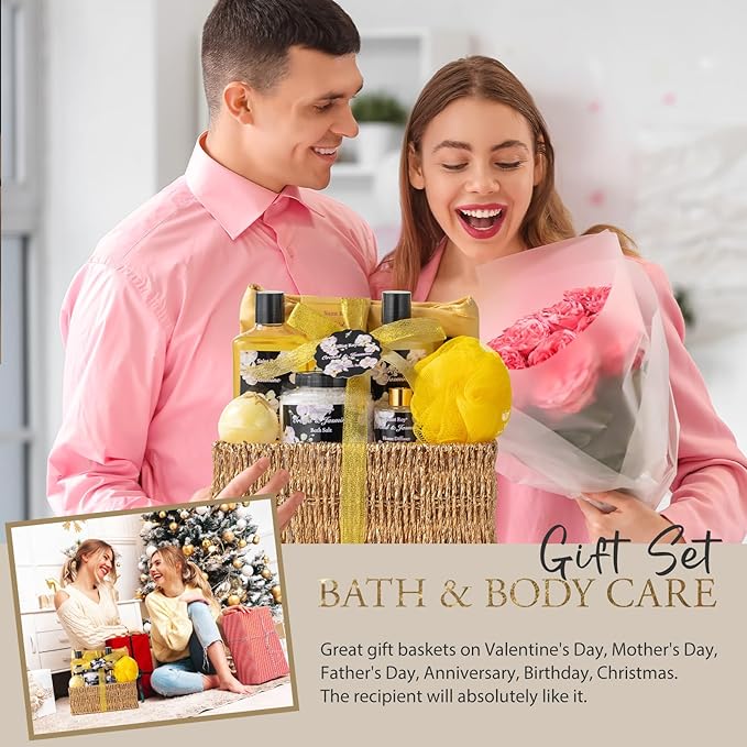 15Pcs Spa Kit Gifts for Women - Luxury Bath and Body Spa Gift Basket for Women with Purse Cute Handbag | Relaxing Care Kit Orchid Jasmine Mothers Day Gifts for Mom Gift Baskets for Anniversary