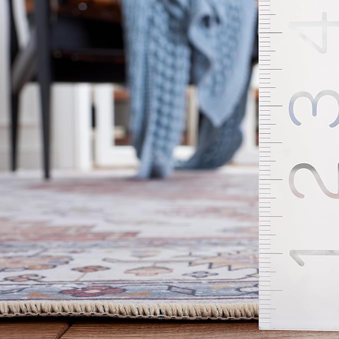 SAFAVIEH Washable Rug Tucson Collection - 3' x 5', Ivory & Rust, Slip Resistant & Easy to Clean, Ideal for Foyer, Entryway, Kitchen, Bedroom (TSN109A)