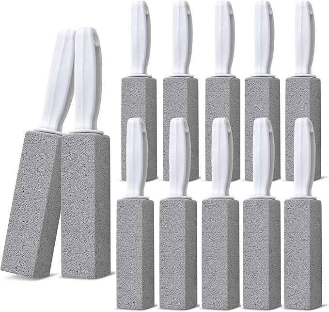 Emycool Pumice Stone Toilet Bowl Cleaner, 12 Pack Toilet Pumice Stone with Handle for Toilet Cleaning, Bathtubs, Sinks, Swimming Pools, Grills
