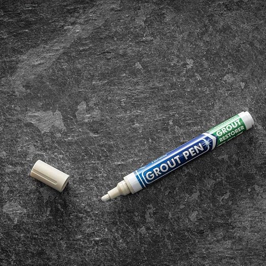 Grout Pen Tile Paint Marker: Ivory 1 Pack and 2 Pack White with Extra Tips (Narrow, 5mm) - Waterproof Tile Grout Colorant Marker for Cleaner Looking Floors & Whitener Without Bleach