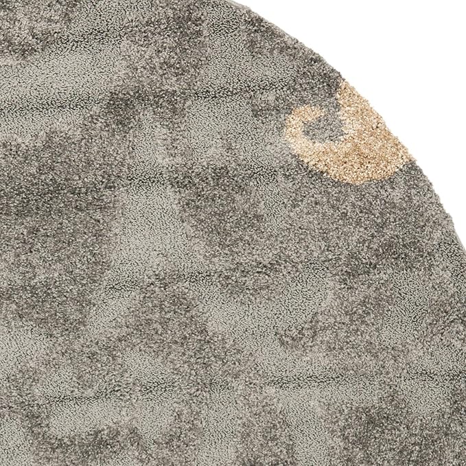 SAFAVIEH Florida Shag Collection 4' Round Grey/Beige SG458 Floral Non-Shedding Living Room Bedroom Dining Room Entryway Plush 1.2-inch Thick Area Rug