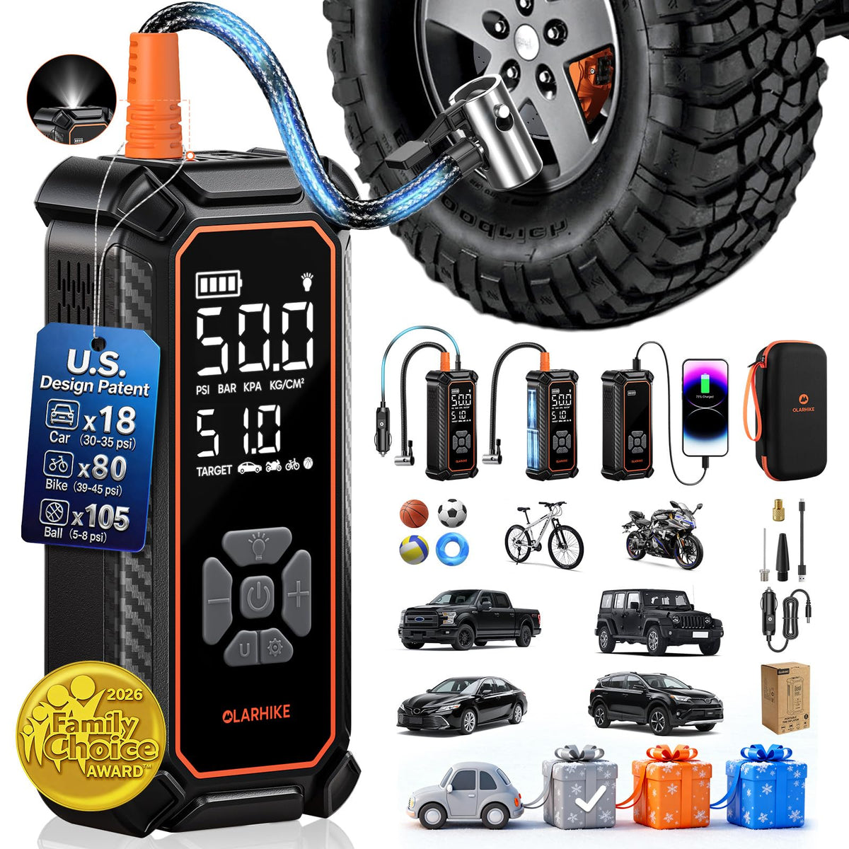 OlarHike Tire Inflator Portable Air Compressor | Home Organization - Image 1