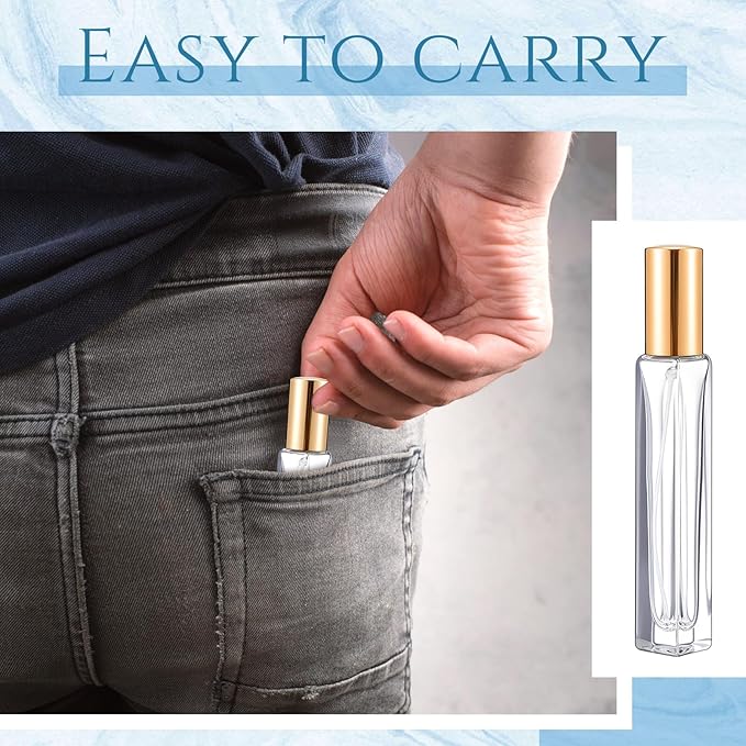 Domensi 20 Pcs 10/20/30 ml Perfume Travel Refillable Bottles Glass Spray Bottle Perfume Atomizer for Cologne Dispenser Leak-proof Fragrance Bottles Atomizer Pump Bottle Kit (Gold)