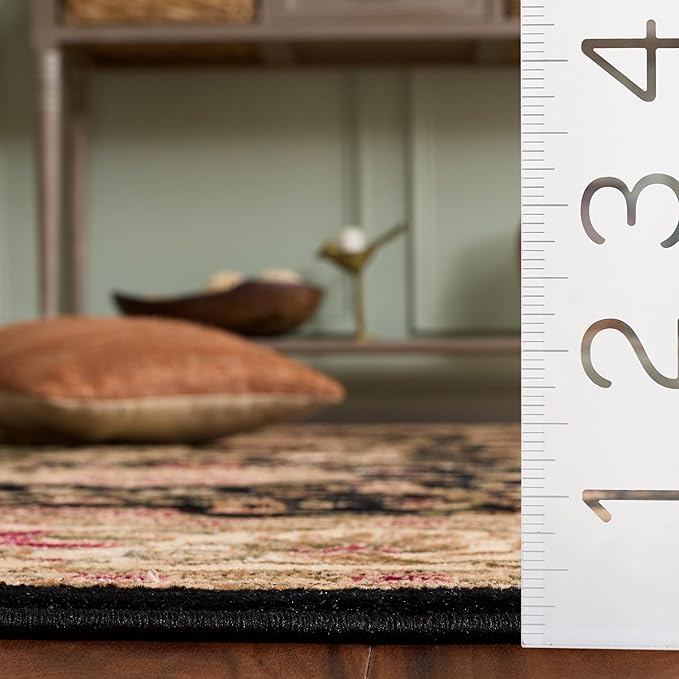 SAFAVIEH Lyndhurst Collection Area Rug - 6' Square, Black & Ivory, Traditional Oriental Design, Non-Shedding & Easy Care, Ideal for High Traffic Areas in Living Room, Bedroom (LNH212A)