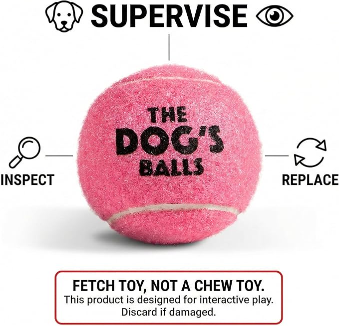 The Little Dog’s Balls Dog Tennis Balls for Small Dogs & Puppies, Pink, 6-Pack - Non-Abrasive Felt Fetch Balls, Tough Rubber Core, Float in Water