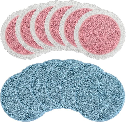 BeiLan Spin Cordless Electric Mop Pads - 12 Pack Steam Electric Mop Refills Fit for Vmai/Eous/Idoo/Alfabot/Devoac - 7.28inch Spin Replacement Mop Pads for Floor Cleaning