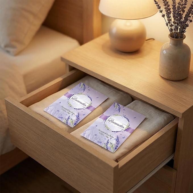 12 Packs Lavender Hanging Scented Sachets for Drawers and Closets with Retractable Hook| Long-Lasting Closet Air Freshener & Closet Deodorizer | Closet Scent Freshener (Lavender)