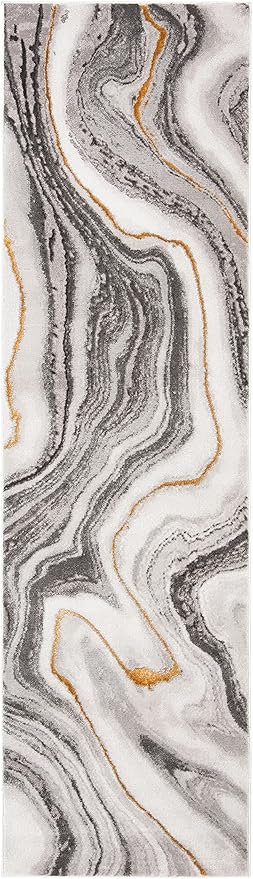 SAFAVIEH Craft Collection Runner Rug - 2'3" x 8', Grey & Gold, Modern Abstract Design, Non-Shedding & Easy Care, Ideal for High Traffic Areas in Living Room, Bedroom (CFT819F)