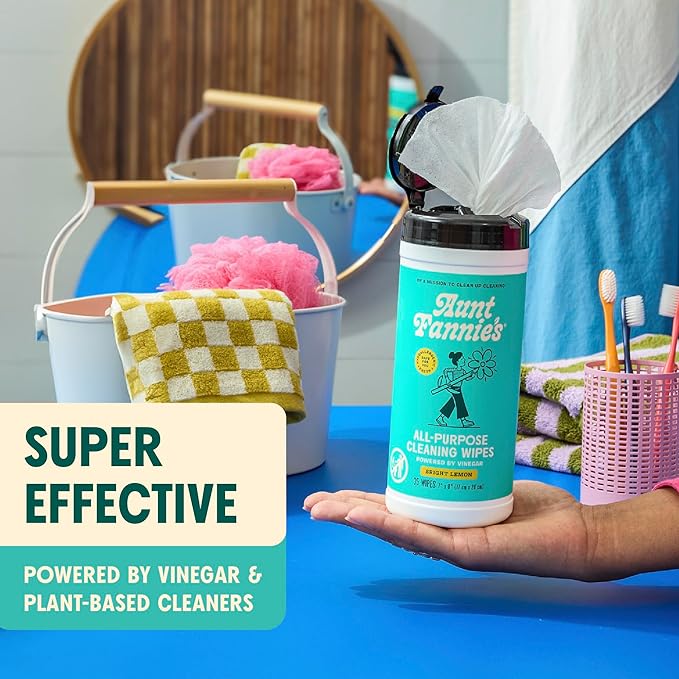 Aunt Fannie's Bundle: Floor Cleaner Vinegar Wash (Bright Lemon) + Vinegar Cleaning Wipes (Bright Lemon)