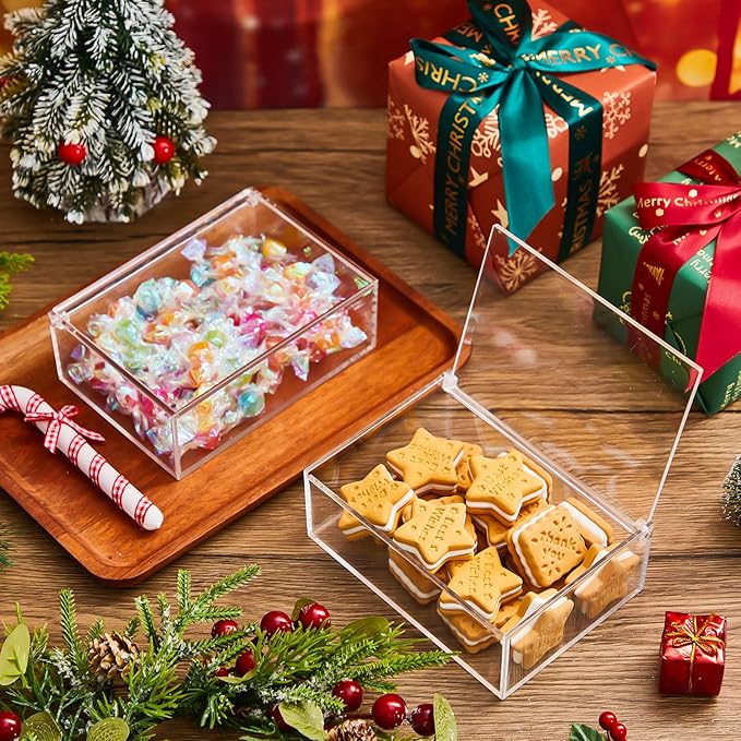 Blulu 8 Pcs Clear Acrylic Box with Lid Plastic Jewelry Mini Storage Box Mini Cube Containers for Candy and Tiny Jewelry Easter Party Favor(5.51 x 3.94 x 1.97 Inch,Flip Style)