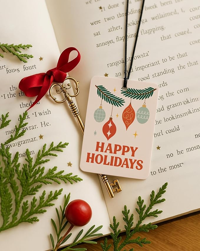 Boho Christmas Car Air Freshener 4 Pcs, Merry and Bright Santa Claus Xmas Holiday Hanging Air Freshener for Cars Closet Drawer Books, Christmas Car Accessories Mirror Decor for Women Girls