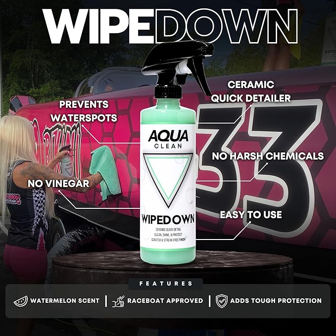 WIPEDOWN Ceramic Spray - 3-in-1 Waterless Wash & Quick Detailer | SiO2 Hydrophobic Coating | Marine Boat RV Car Detailing Polish | UV Protection High-Gloss Shine | USA Made | 16oz