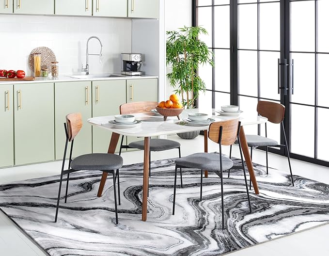 SAFAVIEH Craft Collection Area Rug - 8' x 10', Grey & Silver, Modern Abstract Design, Non-Shedding & Easy Care, Ideal for High Traffic Areas in Living Room, Bedroom (CFT819G)