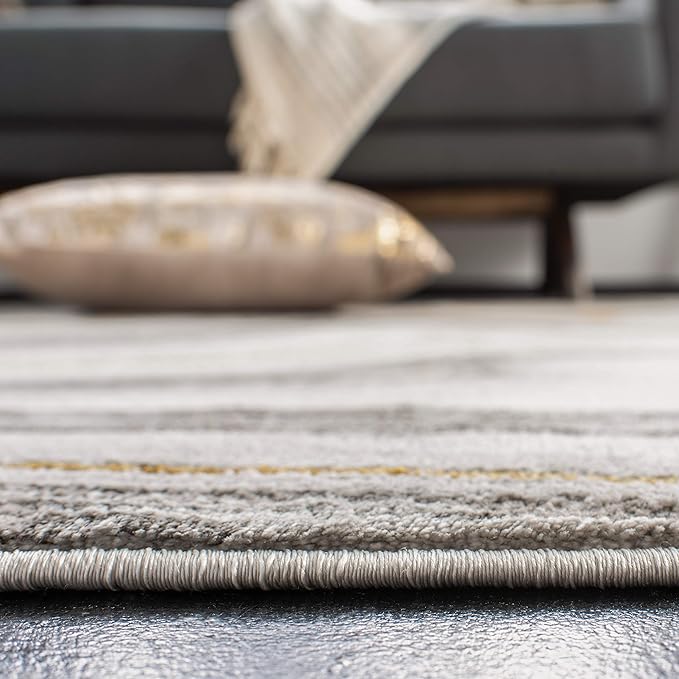 SAFAVIEH Craft Collection Accent Rug - 2'7" x 5', Grey & Gold, Modern Abstract Design, Non-Shedding & Easy Care, Ideal for High Traffic Areas in Entryway, Living Room, Bedroom (CFT819F)