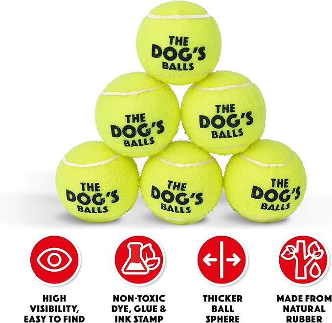 The Little Dog’s Balls Dog Tennis Balls for Small Dogs & Puppies, Yellow, 6-Pack - Non-Abrasive Felt Fetch Balls, Tough Rubber Core, Float in Water