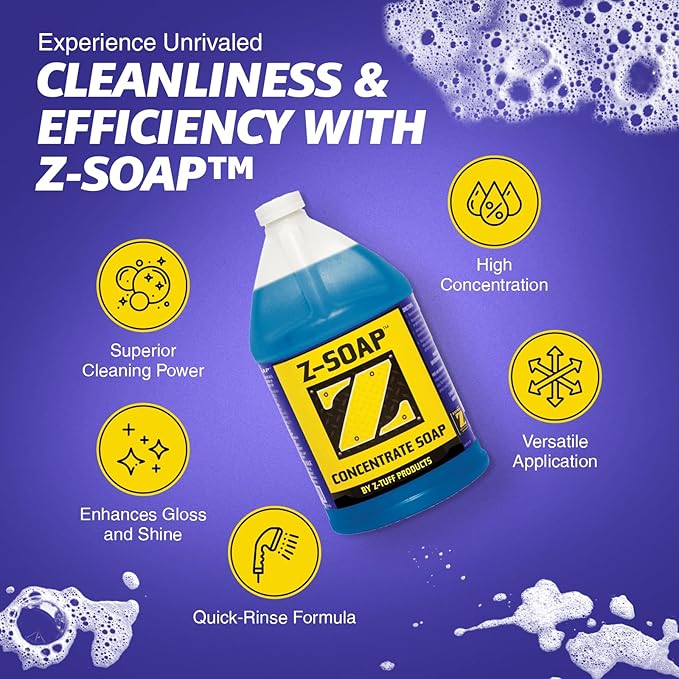 Z-TUFF PRODUCTS Soap Heavy-Duty Marine Soap for Boat Wash, RV and Car Cleaning, Remove Dirt, Stains, salt, Boat Cleaning Soap, Preserve Wax Coating - 1 Gallon Concentrated Soap