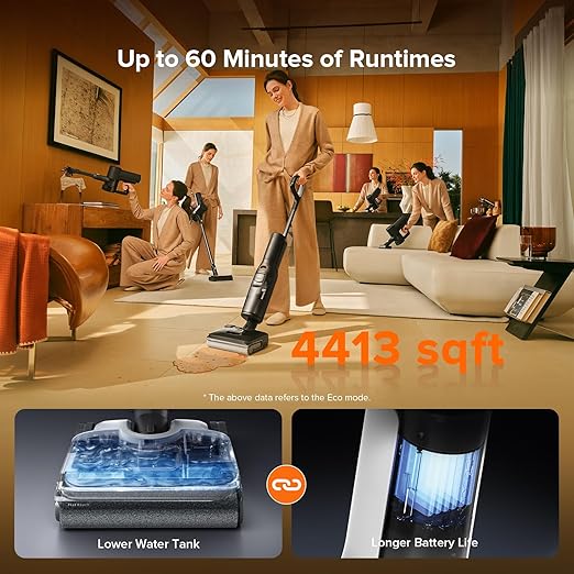 roborock F25 Combo Cordless Wet Dry Vacuum Cleaner, 5-in-1 Stick Vacuum Mop with 180° Lie-Flat, Floor Cleaner Machine with 194°F Hot Air Flash Drying & Self Cleaning, Whole-House Cleaning