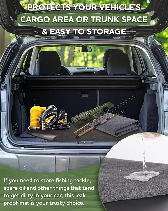 Garage Floor Mat 60"x72" for Under Car Protects Floor,Cuttable Garage Driveway Oil Drip Mat,Water Containment Rug, Non-Slip Oil Spill Mat for Kitchen/Car-Wash/Driveway/Doorway