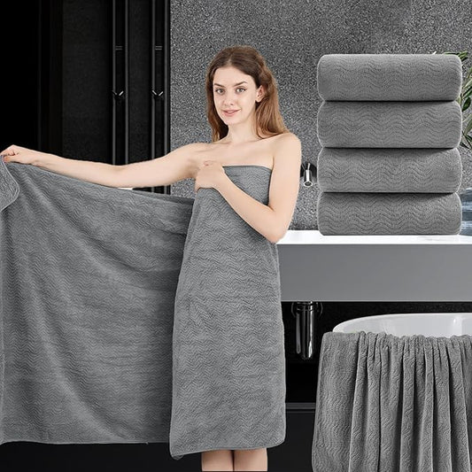 4 Piece Extra Large Bath Towel 35"x70" Oversized Bath Sheet Grey Bath Towel Set for Bathroom Ultra Soft Cozy Highly Absorbent Quick Dry Bathroom Towel for Spa Gym Hotel,Shower Towel for Daily Use
