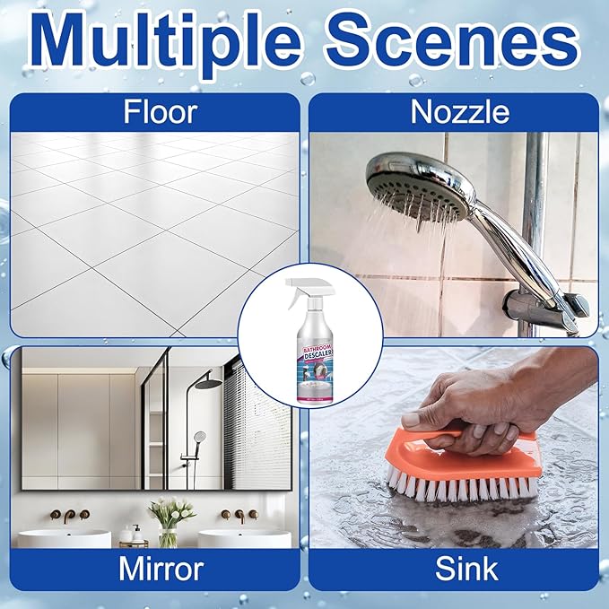 2Pcs Bathroom Descaler Foam Cleaner,Stubborn Stains Cleaners,Bathrooms Descaler Cleaners, Powerful Descaling Cleaning Agent for Stubborn Stains, Bathtub, Glass & Multipurpose Bathroom Surfaces