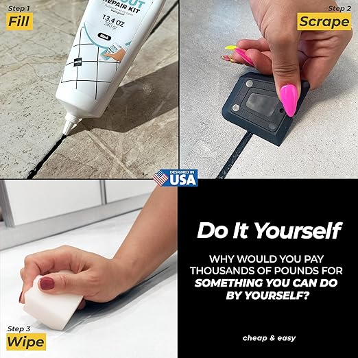 Tile Grout Repair Kit - Black - Premixed Acrylic Sanded Grout, Waterproof Formula, Bathroom & Shower Grout Repair, with Plastic Applicator, 13.4 oz / 380 g / 0.84 lb