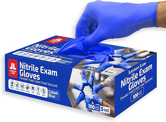 Cobalt Blue 5 Mil Nitrile Exam Gloves Disposable Latex Free | Medical Rubber Gloves for Doctors, EMT, First Aid Kit, Food Service & Cleaning | Pack of (100 CT)
