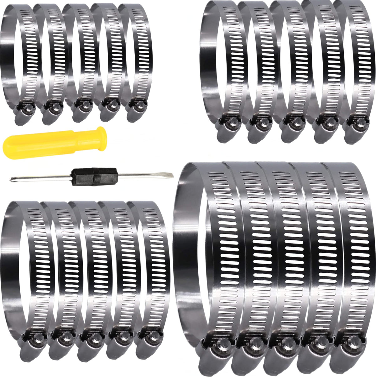 20pcs 304 Stainless Steel Adjustable 44-108mm Range Worm | Hand Tools - Image 1