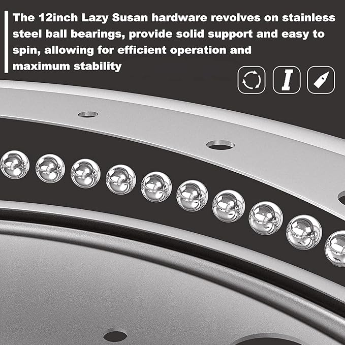 4Pack 12inch Lazy Susan Hardware, 5/16” Thick Turntable Bearings, 1000lbs Rotating Bearing Plate Heavy Duty for Rotating Table, Book Case, Serving Tray,DVD Tower, Corner Shelves, Shoe Rack