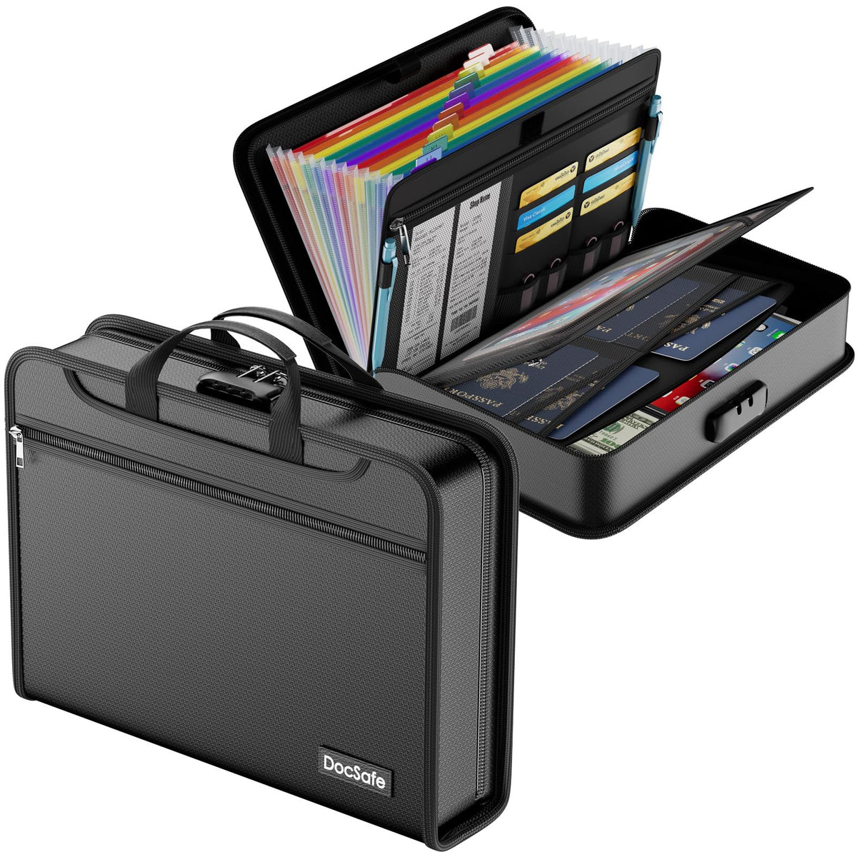 DocSafe Accordion File Organizer Bag with Lock, Fireproof - Image 1