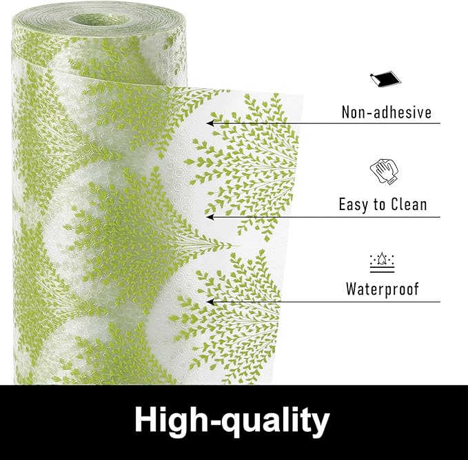 Cooyes Shelf Liners for Kitchen Cabinets, Refrigerator Liners Waterproof & Oil-Proof Kitchen Cupboard Liner Drawer Mats EVA Material Non Adhesive Fridge Liner for Shelves（11.8" W x 118" L）