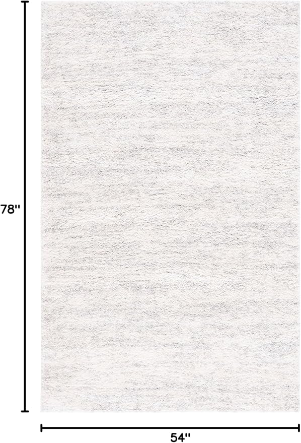 SAFAVIEH Berber Shag Collection Accent Rug - 4'5" x 6'5", Ivory & Light Grey, 1.2-inch Thick Ideal for High Traffic Areas in Entryway, Living Room, Bedroom (BER563F)