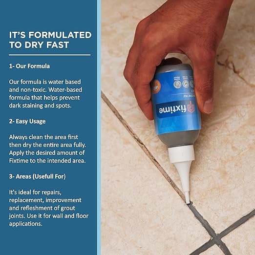 Silicone Tile Repair Kit, Premixed Fast-Drying Gray Caulk, 8oz