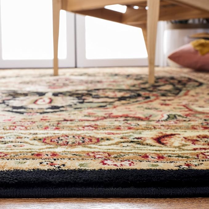 SAFAVIEH Lyndhurst Collection Area Rug - 5'3" x 7'6", Black & Beige, Traditional Oriental Design, Non-Shedding & Easy Care, Ideal for High Traffic Areas in Living Room, Bedroom (LNH330Z)