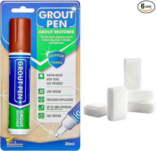 Grout Pen Tile Paint Marker: Terracotta Wide 15mm with 5 Pack Replacement Tips - Waterproof Grout Colorant and Sealer Pen to Renew, Repair, and Refresh Tile Grout - Cleaner Coating Stain Pens