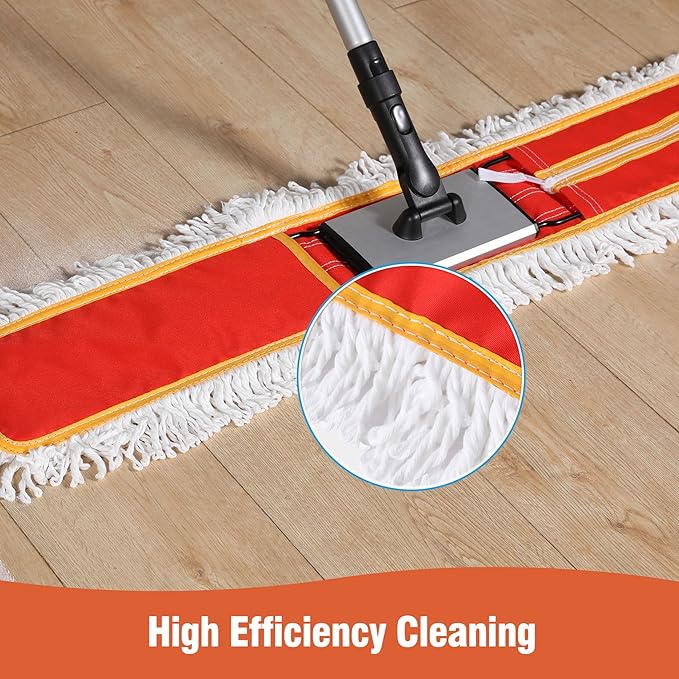 Heavy-Duty 36" Commercial Dust Mop & Floor Sweeper - Extra Wide Wet/Dry Hardwood Floor Cleaner with 59" Long Handle, Washable Microfiber and Oxford Mop Pad
