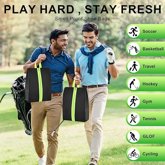 Smell Proof Shoe Bags for Travel & Sports,Odor-Absorbing Cleat Bags,Water-Resistant Shoe Organizer for Gym, Soccer, Golf,Tennis (Fits US Size 14, Lightweight & Durable)