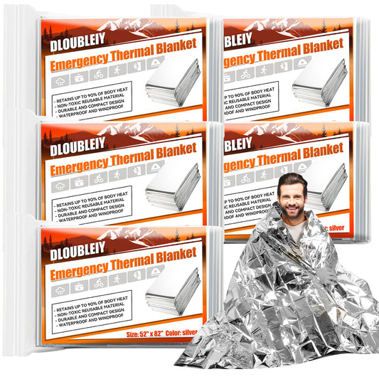 5-Pack Emergency Mylar Blankets, Thermal Space Blankets - Image 1
